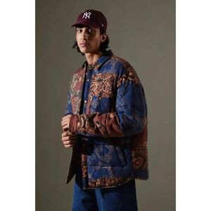 Urban Outfitters BDG Patchwork Quilted Shirt Jacket Mens Puffer Shacket Size S